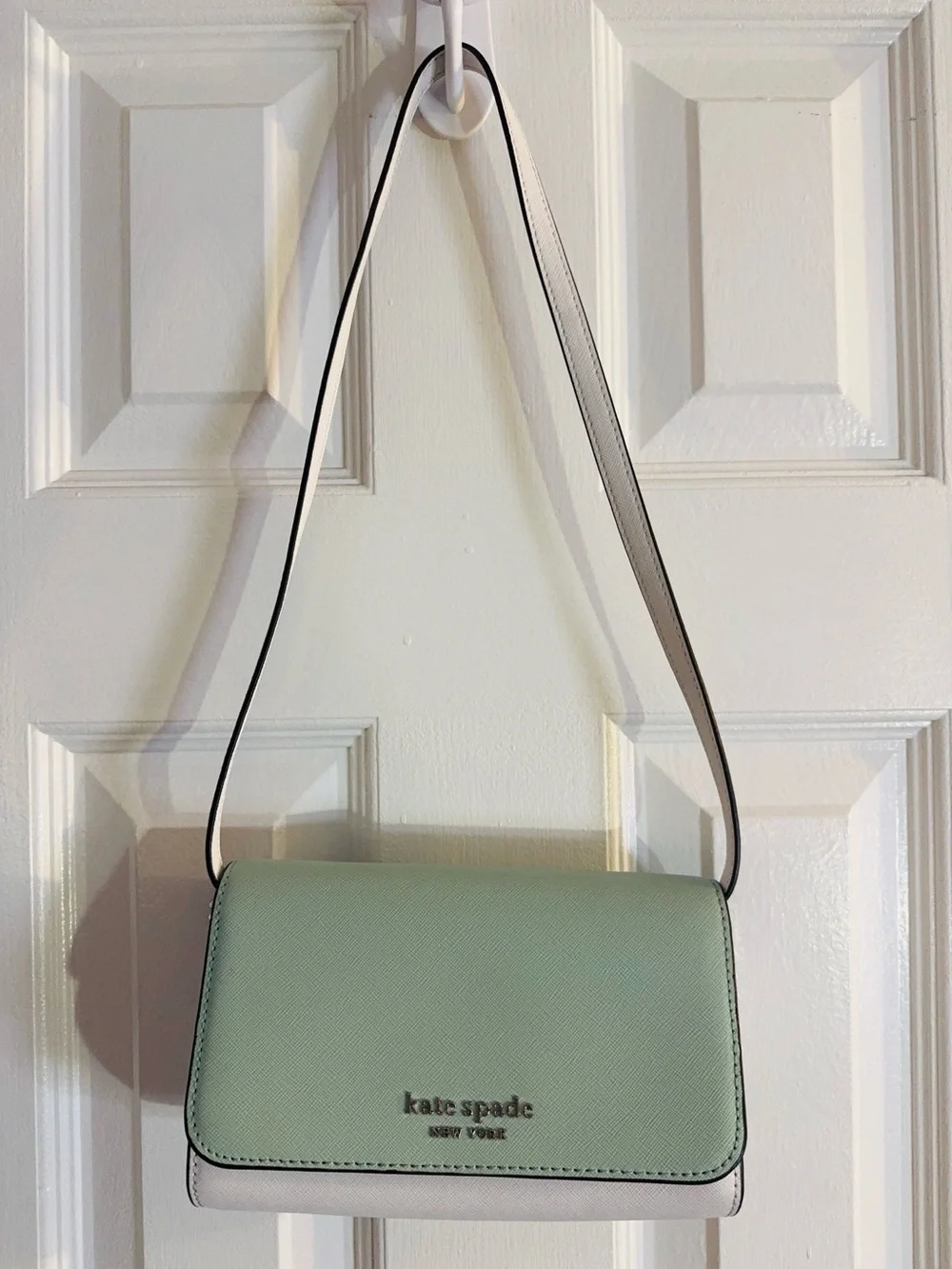 Kate Spade Cameron Spring Meadow Mint & White Crossbody Bag & Cardholder NWOT